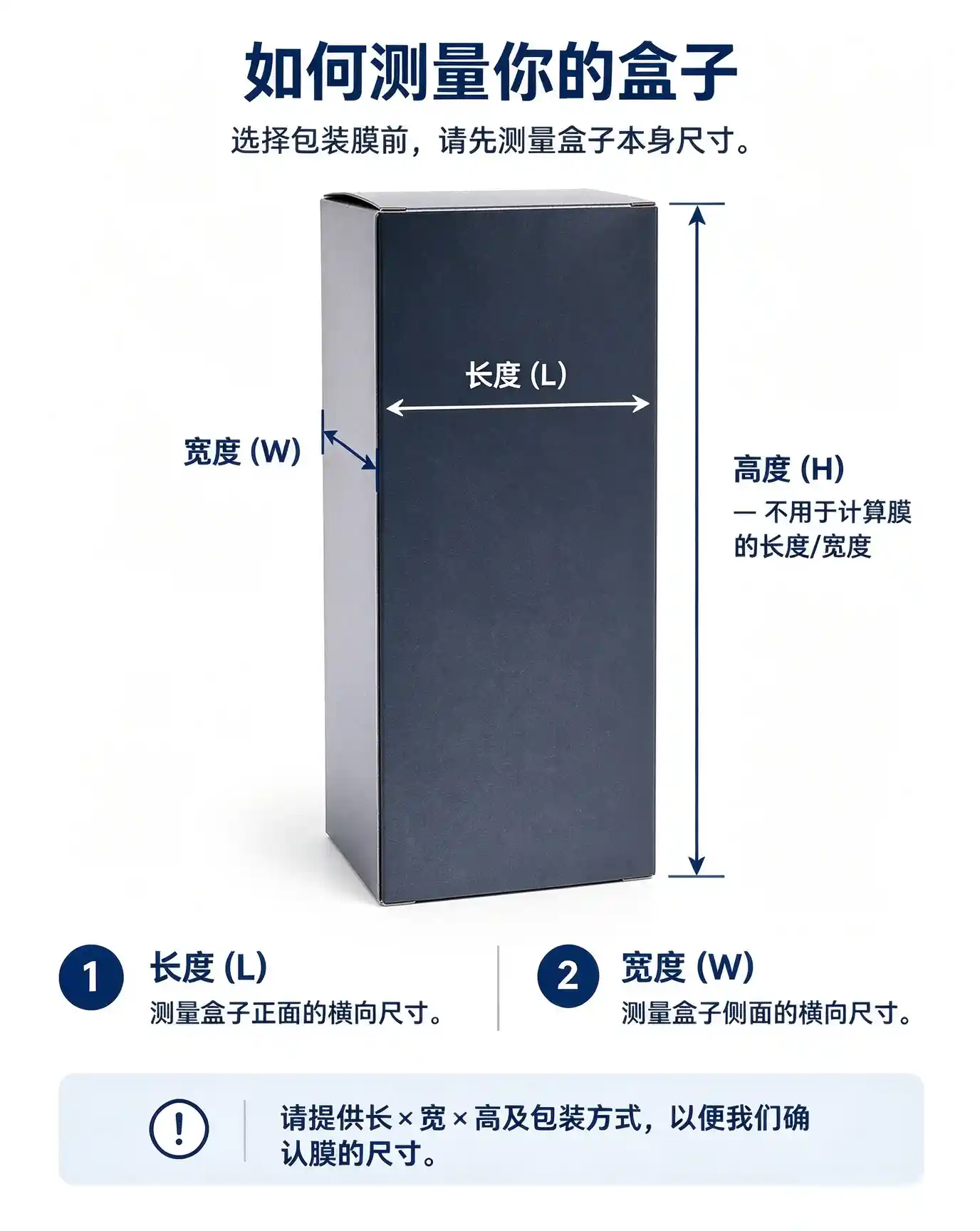 测量纸箱长宽高确定包装膜尺寸